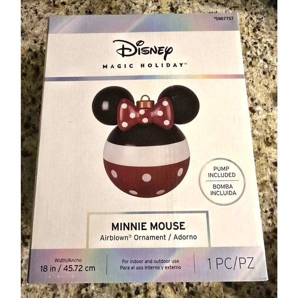 Minnie Mouse Christmas Air Blown Ornament Disney Magic 18" Large Airblown Red - Picture 4 of 8